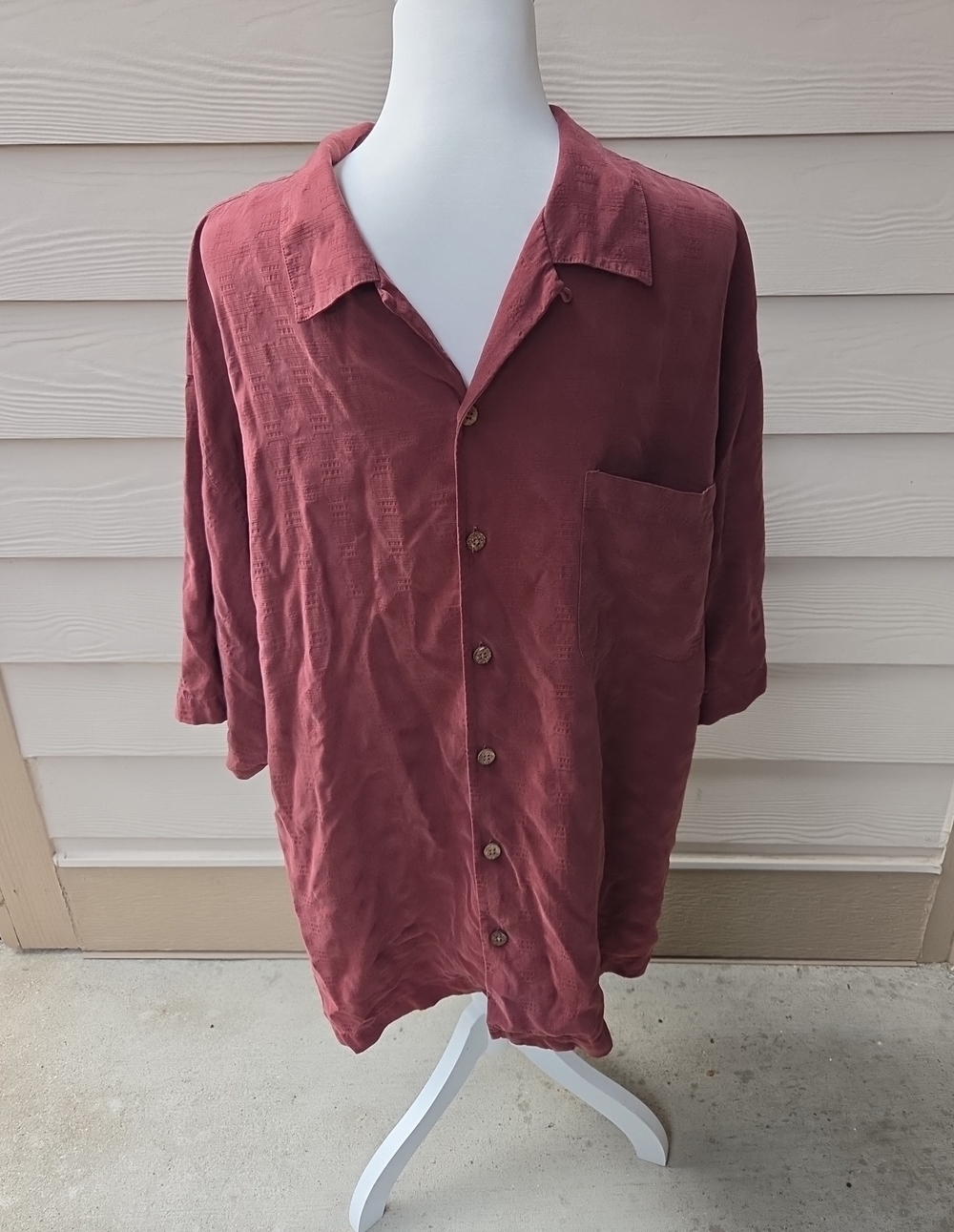 Tommy Bahama Men's Silk Red Short-Sleeve Shirt Size Large
